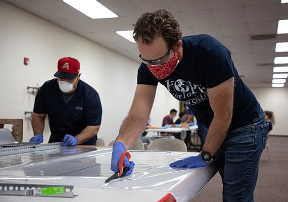 LR_Universal Avionics Opens Its Doors to Aid Workers for COVID-19 Face Mask and Shield Assembly